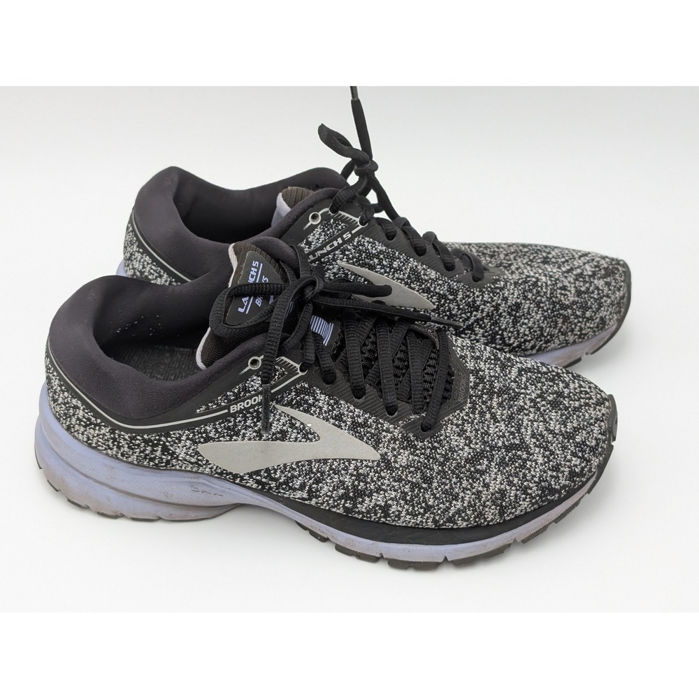 Brooks Running Shoes Women 7.5 Black Launch 5 1202661B008 Marled Knit Athletic